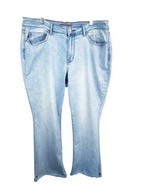 Judy Blue Bootcut Jeans 18W Plus Size Light Wash Stretch Denim High Rise Frayed